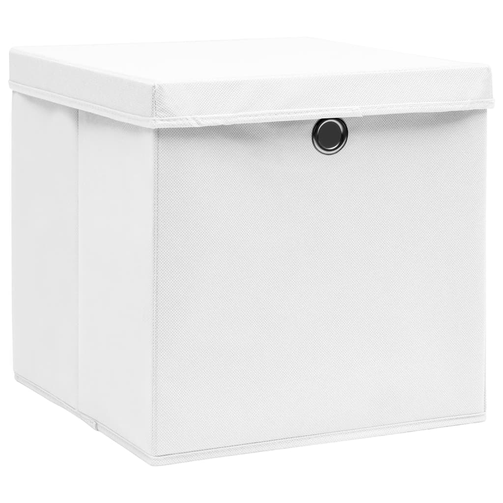 Contenitori con Coperchi 10 pz 28x28x28 cm Bianco - homemem39