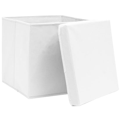 Contenitori con Coperchi 10 pz 28x28x28 cm Bianco - homemem39