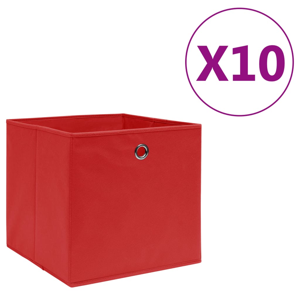 Contenitori 10 pz in Tessuto non Tessuto 28x28x28 cm Rosso - homemem39