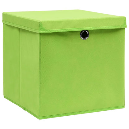 Contenitori con Coperchi 4 pz 28x28x28 cm Verde - homemem39