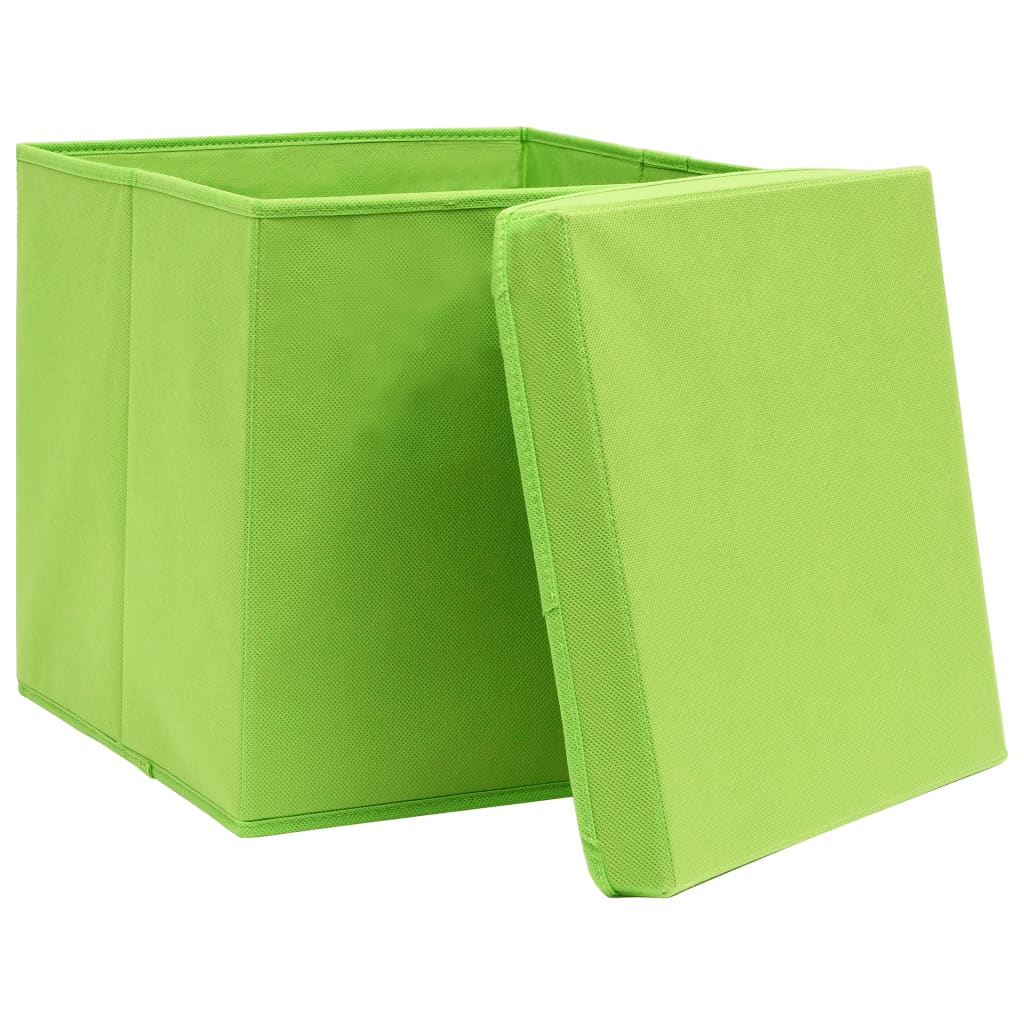 Contenitori con Coperchi 4 pz 28x28x28 cm Verde - homemem39