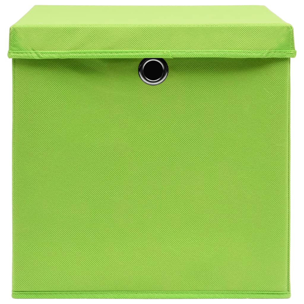 Contenitori con Coperchi 4 pz 28x28x28 cm Verde - homemem39