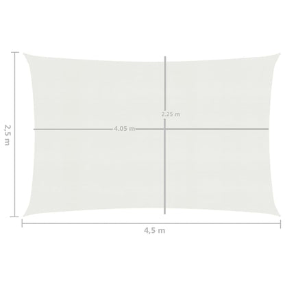 Sonnenschutzsegel 160 g/m² weiß 2,5 x 4,5 m aus HDPE