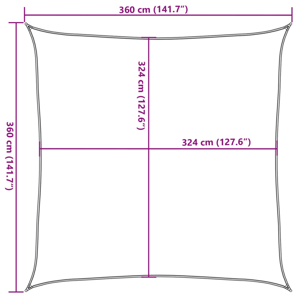 Vela Parasole 160 g/m² Quadrata Terracotta 3,6x3,6 m in HDPE