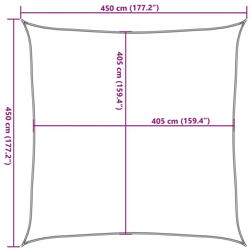 Vela Parasole 160 g/m² Quadrata Terracotta 4,5x4,5 m in HDPE - homemem39