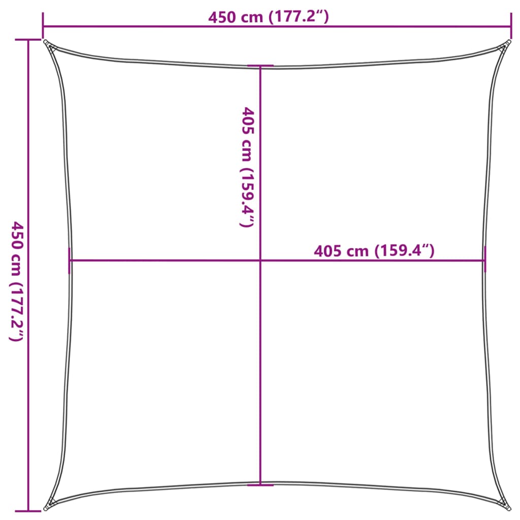 Vela Parasole 160 g/m² Quadrata Blu 4,5x4,5 m in HDPE - homemem39