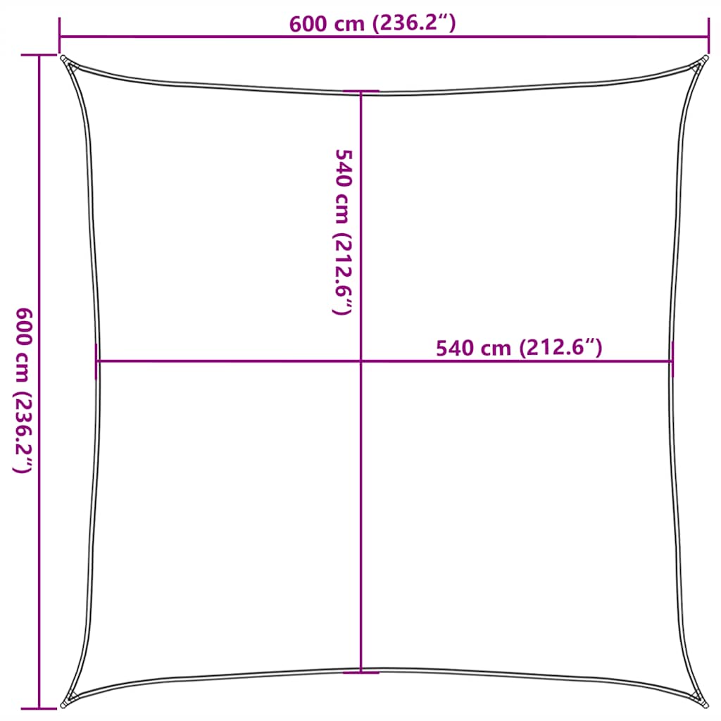 Vela Parasole 160 g/m² Quadrata Blu 6x6 m in HDPE