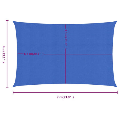 Sonnensegel 160 g/m², rechteckig, blau, 4 x 7 m, aus HDPE