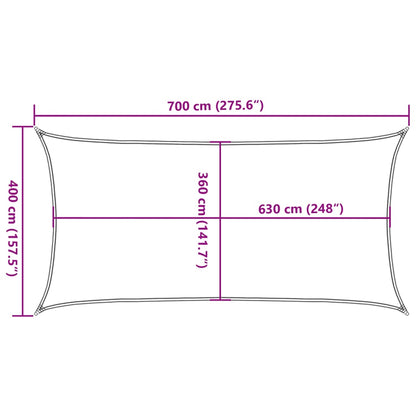 Sonnensegel 160 g/m², rechteckig, blau, 4 x 7 m, aus HDPE