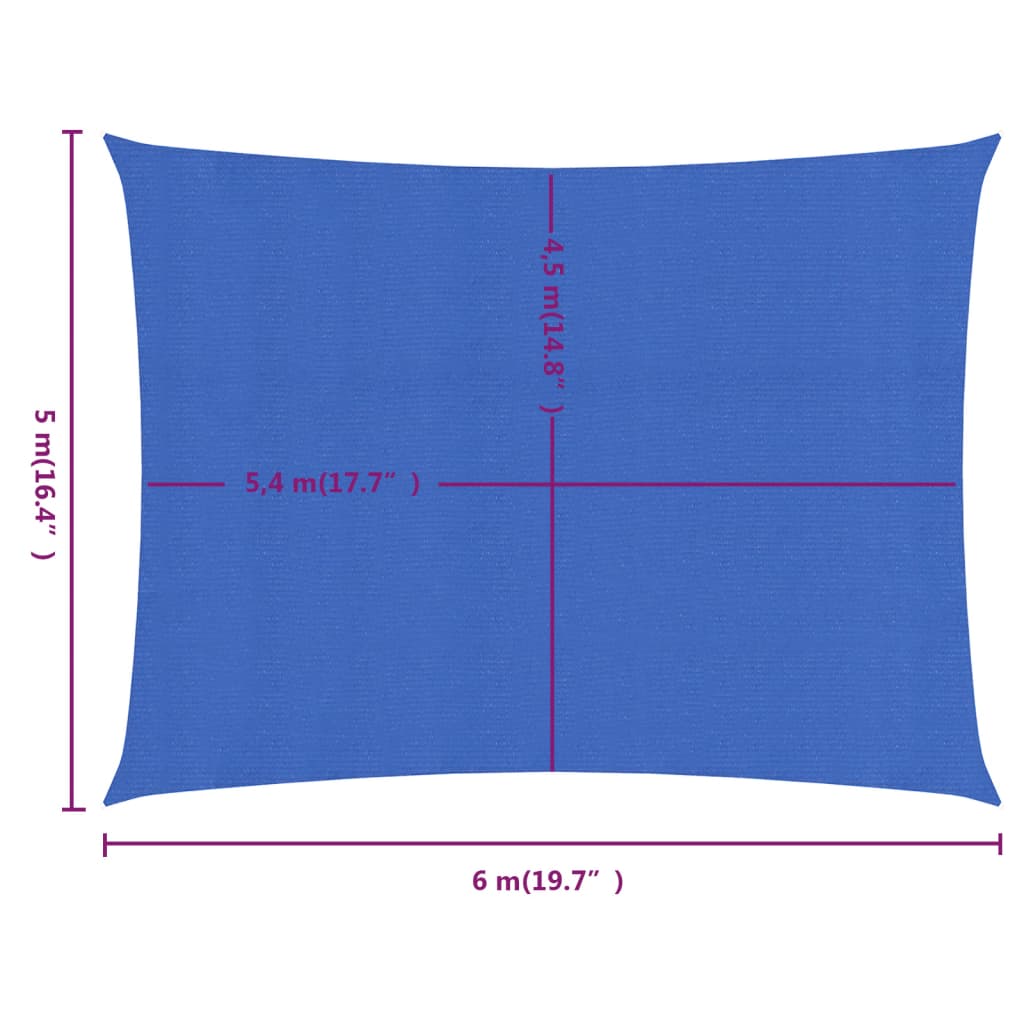 Vela Parasole 160 g/m² Rettangolare Blu 5x6 m in HDPE - homemem39