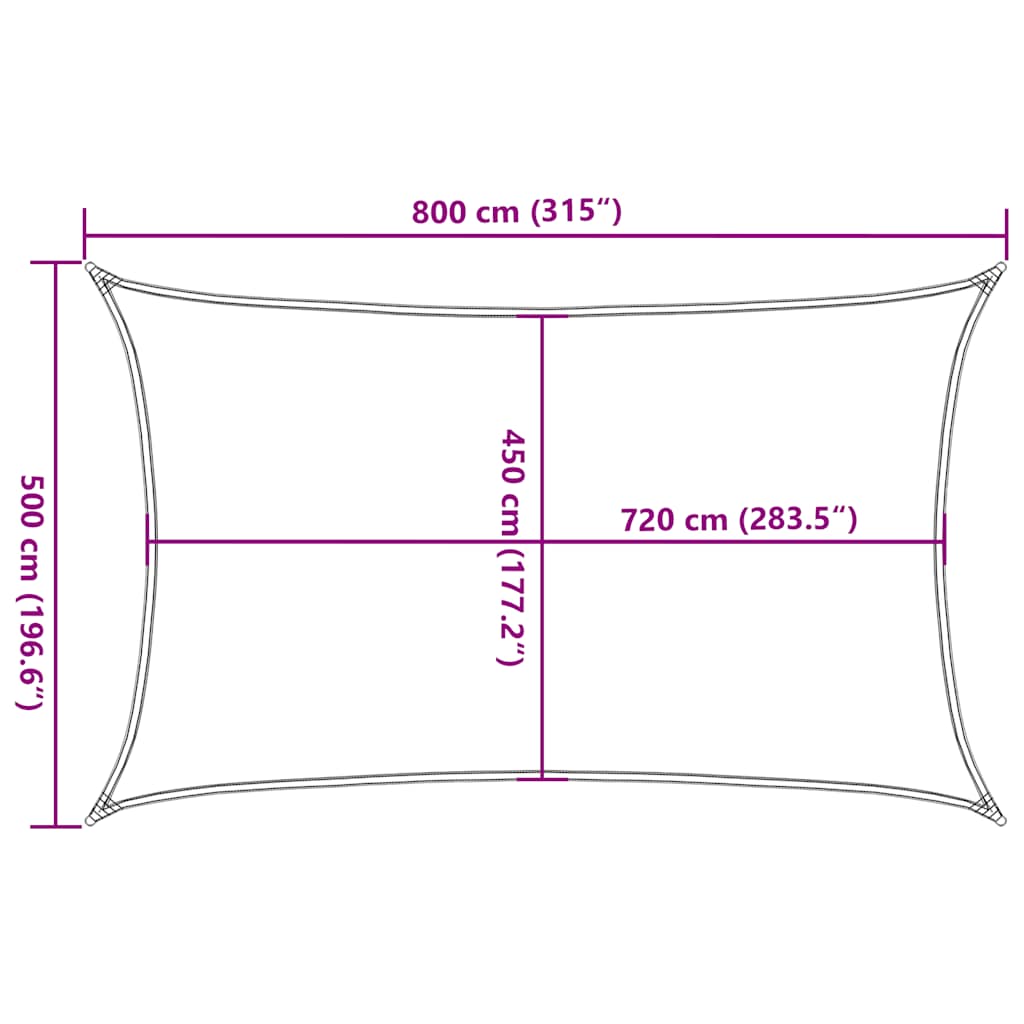 Vela Parasole 160 g/m² Rettangolare Blu 5x8 m in HDPE