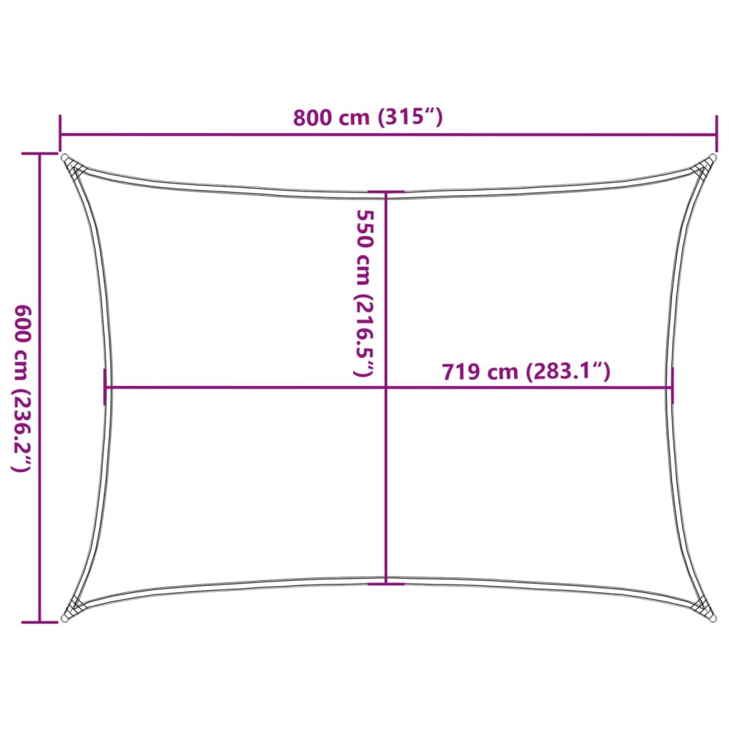 Vela Parasole 160 g/m² Rettangolare Blu 6x8 m in HDPE - homemem39