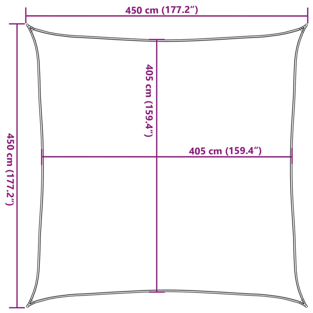 Vela Parasole 160 g/m² Quadrata Giallo 4,5x4,5 m in HDPE - homemem39