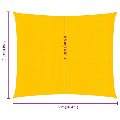 Vela Parasole 160 g/m² Quadrata Giallo 5x5 m in HDPE - homemem39