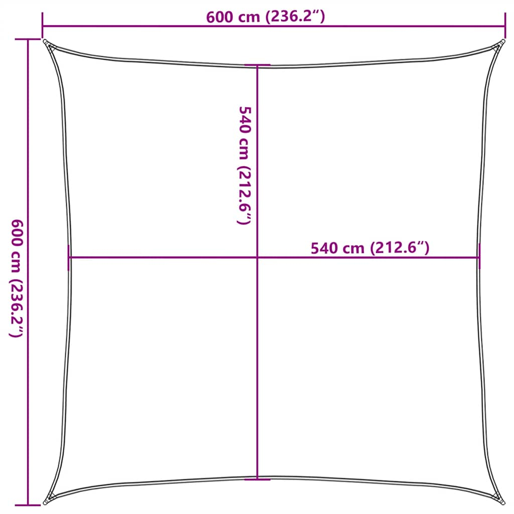 Vela Parasole 160 g/m² Quadrata Giallo 6x6 m in HDPE - homemem39