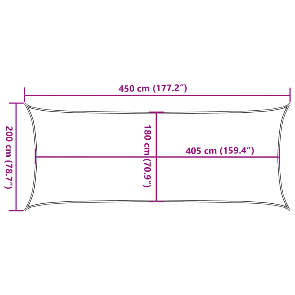 Vela Parasole 160 g/m² Rettangolare Giallo 2x4,5 m in HDPE