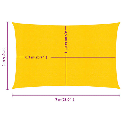 Vela Parasole 160 g/m² Rettangolare Giallo 5x7 m in HDPE - homemem39