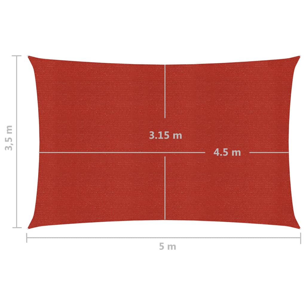 Vela Parasole 160 g/m² Rossa 3,5x5 m in HDPE - homemem39