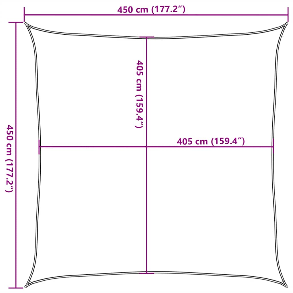 Vela Parasole 160 g/m² Quadrata Arancione 4,5x4,5 m in HDPE