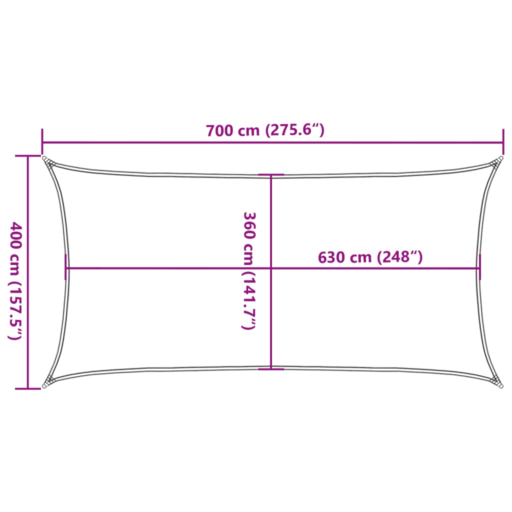 Vela Parasole 160 g/m² Rettangolare Arancione 4x7 m in HDPE - homemem39