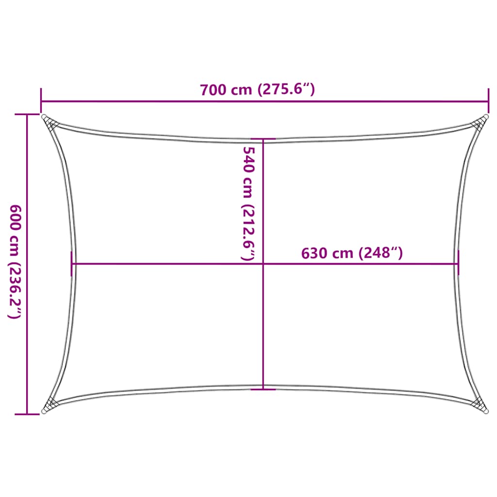 Vela Parasole 160 g/m² Rettangolare Arancione 6x7 m in HDPE