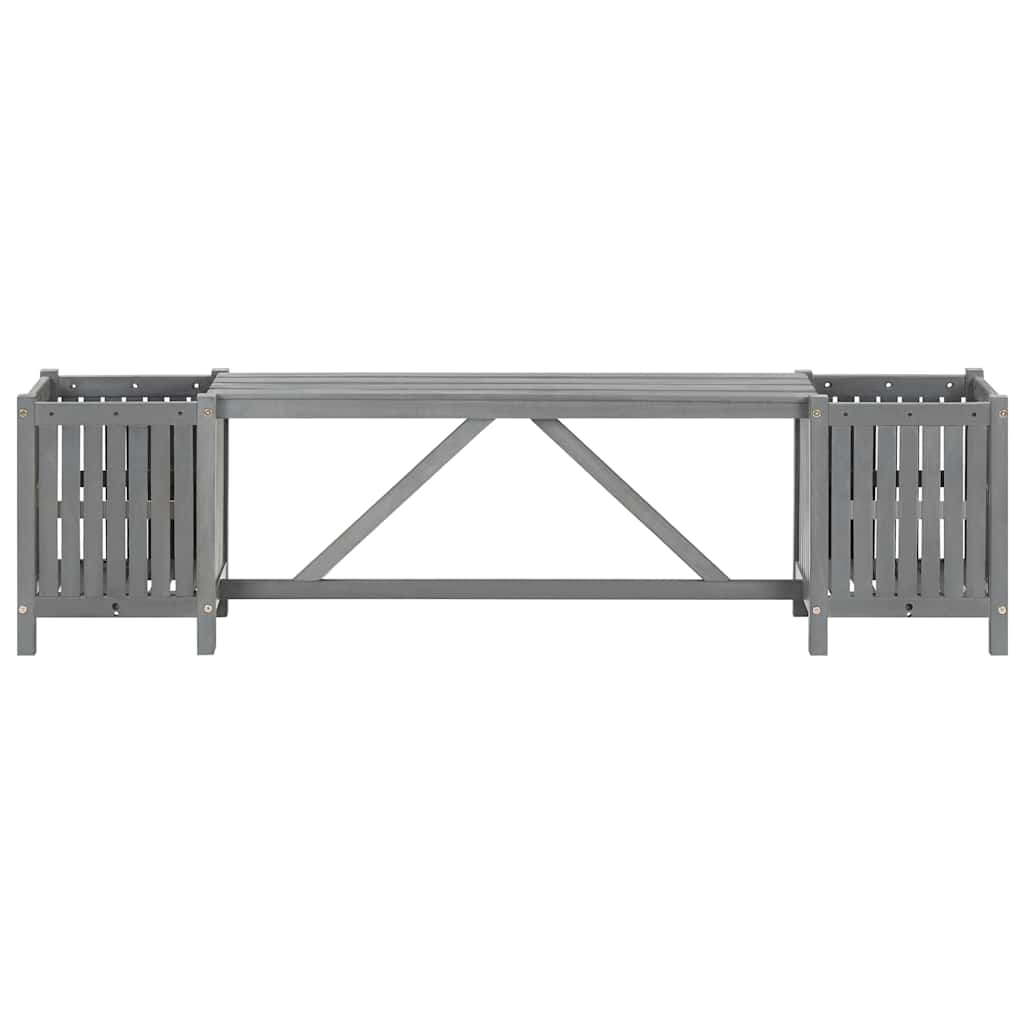 Panca da Giardino con 2 Fioriere 150cm Legno di Acacia Grigio - homemem39