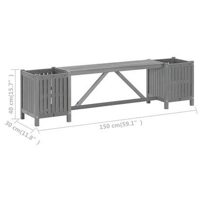 Panca da Giardino con 2 Fioriere 150cm Legno di Acacia Grigio - homemem39