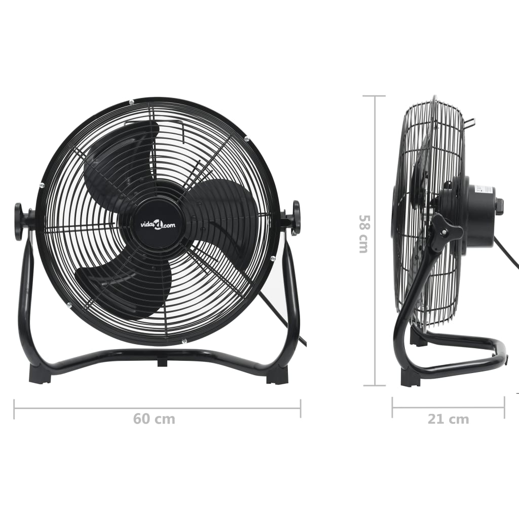 Ventilatore da Pavimento a 3 Velocità 60 cm 115,2 W Nero