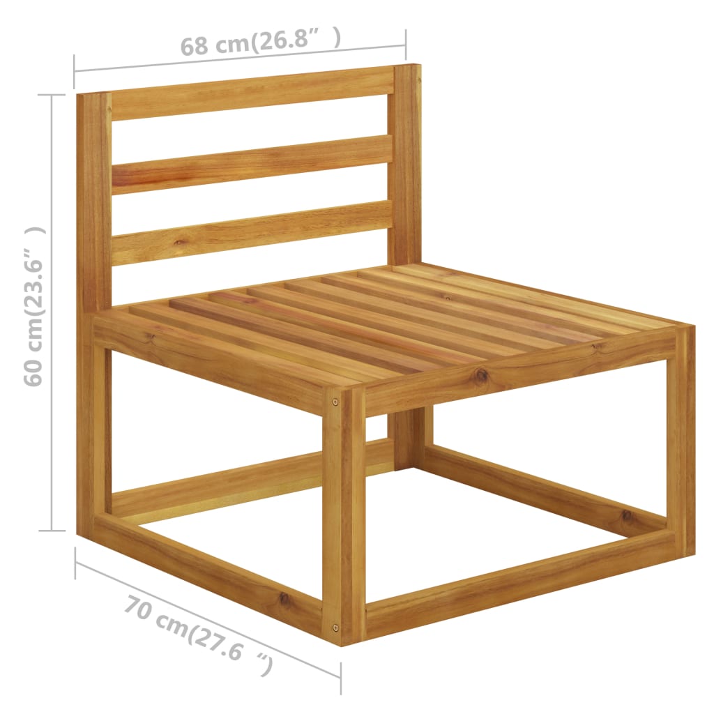 Divano Centrale Modulare Cuscini Grigio Scuro Massello Acacia - homemem39