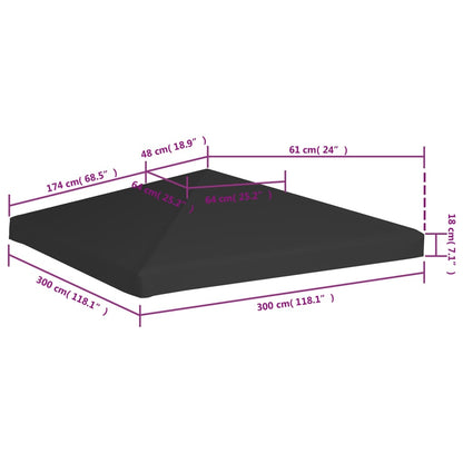 Copertura Superiore per Gazebo 270 g/m² 3x3 m Nera - homemem39