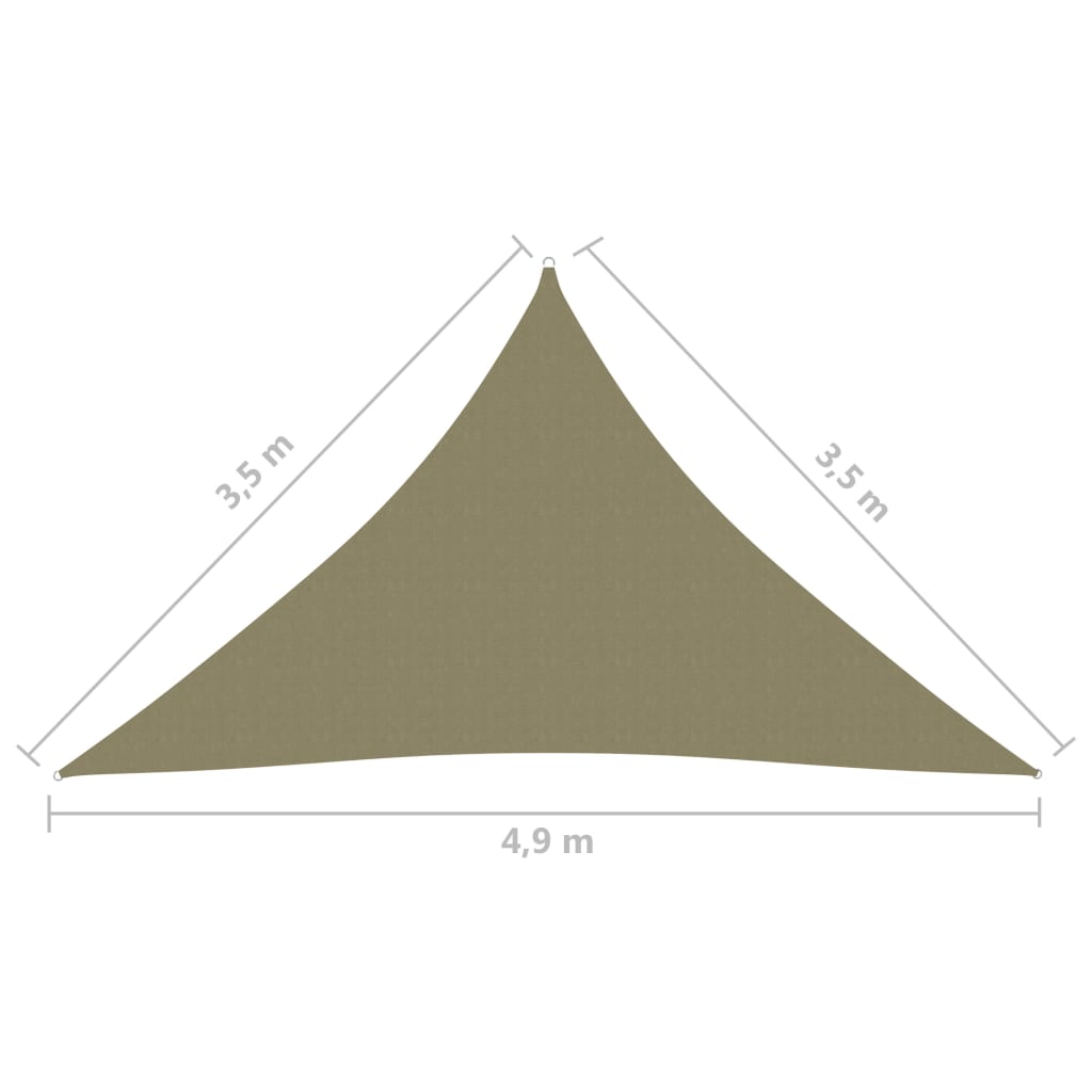 Parasole a Vela Oxford Triangolare 3,5x3,5x4,9 m Beige - homemem39