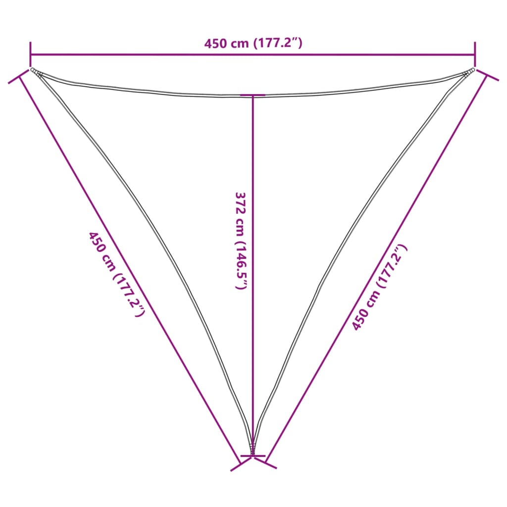 Parasole a Vela Oxford Triangolare 4,5x4,5x4,5 m Beige - homemem39