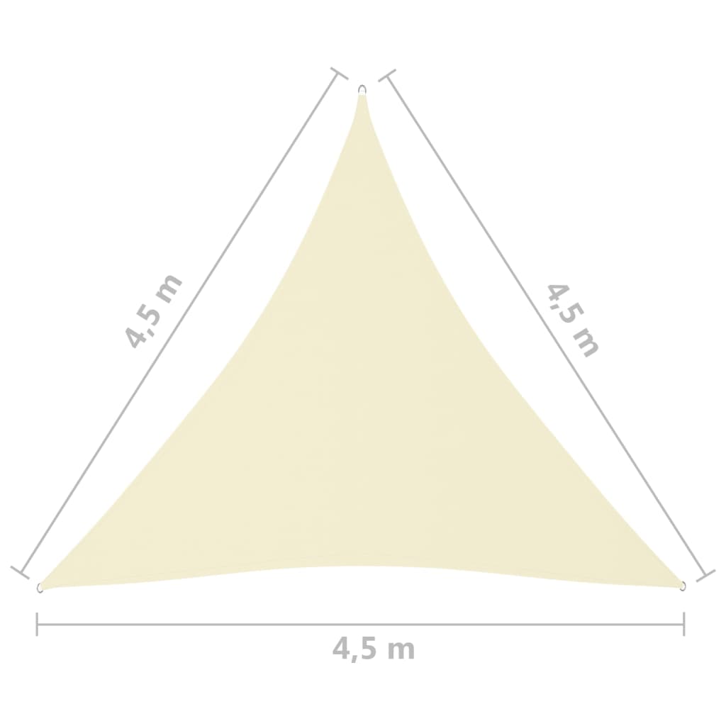 Parasole a Vela Oxford Triangolare 4,5x4,5x4,5 m Crema - homemem39