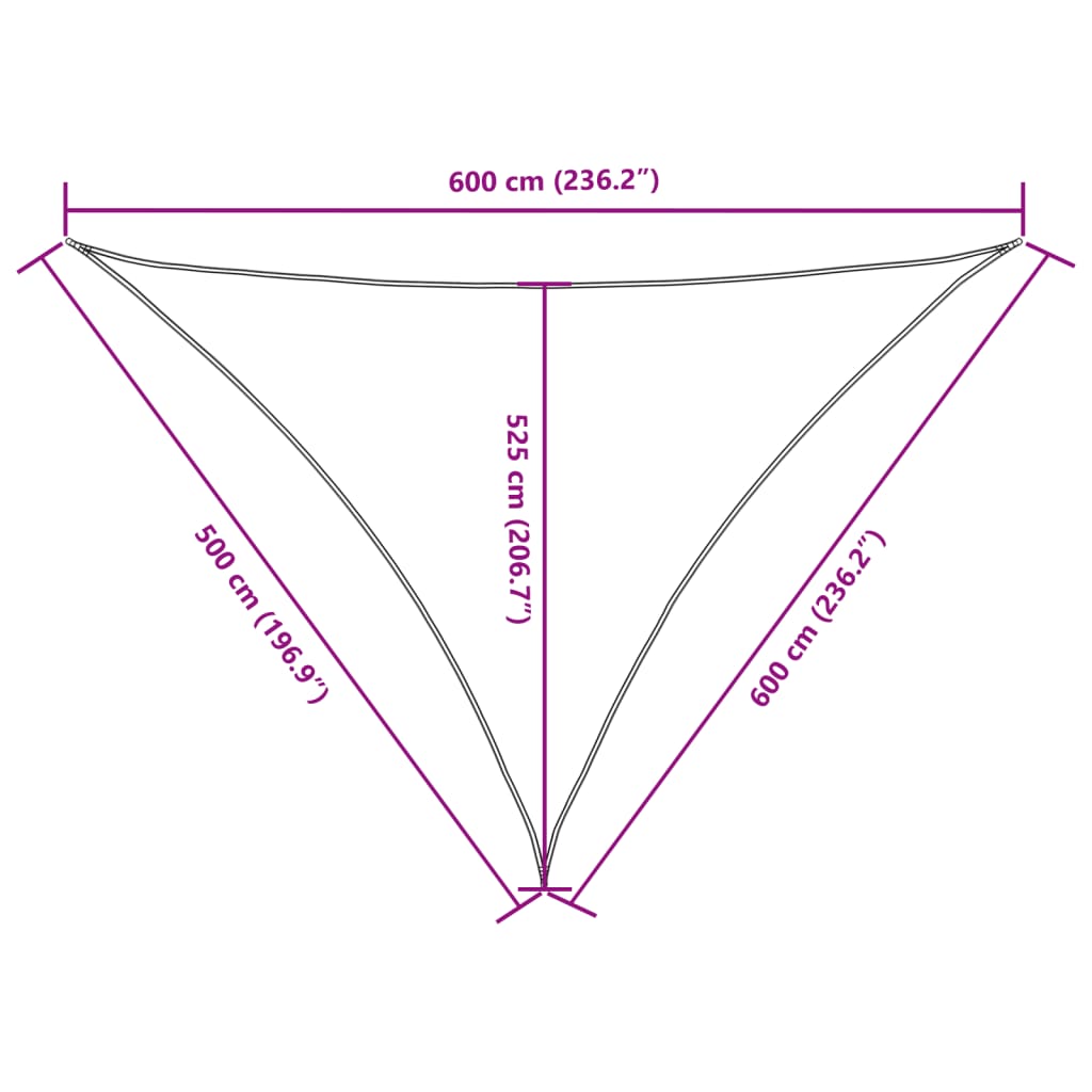 Parasole a Vela Oxford Triangolare 5x6x6 m Crema - homemem39