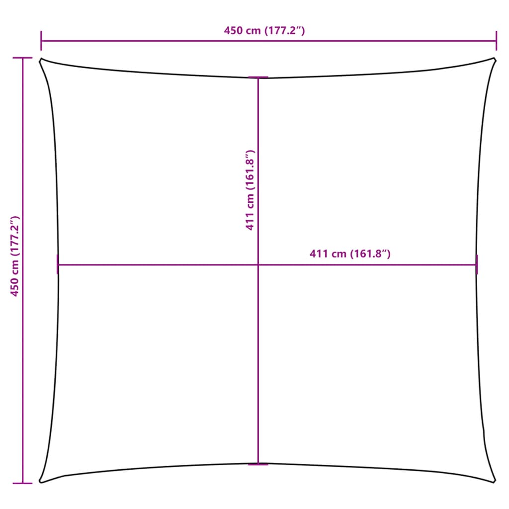 Parasole a Vela in Tela Oxford Quadrata 4,5x4,5 m Bianco - homemem39