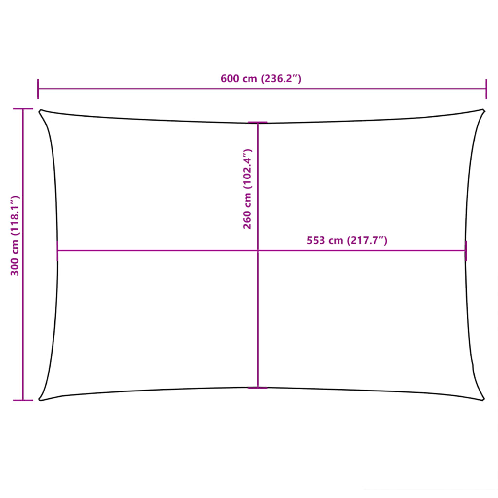 Parasole a Vela in Tessuto Oxford Rettangolare 3x6 m Bianco - homemem39