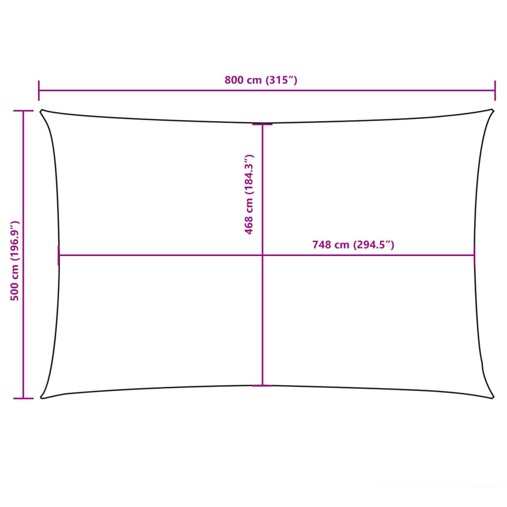 Parasole a Vela in Tessuto Oxford Rettangolare 5x8 m Bianco - homemem39