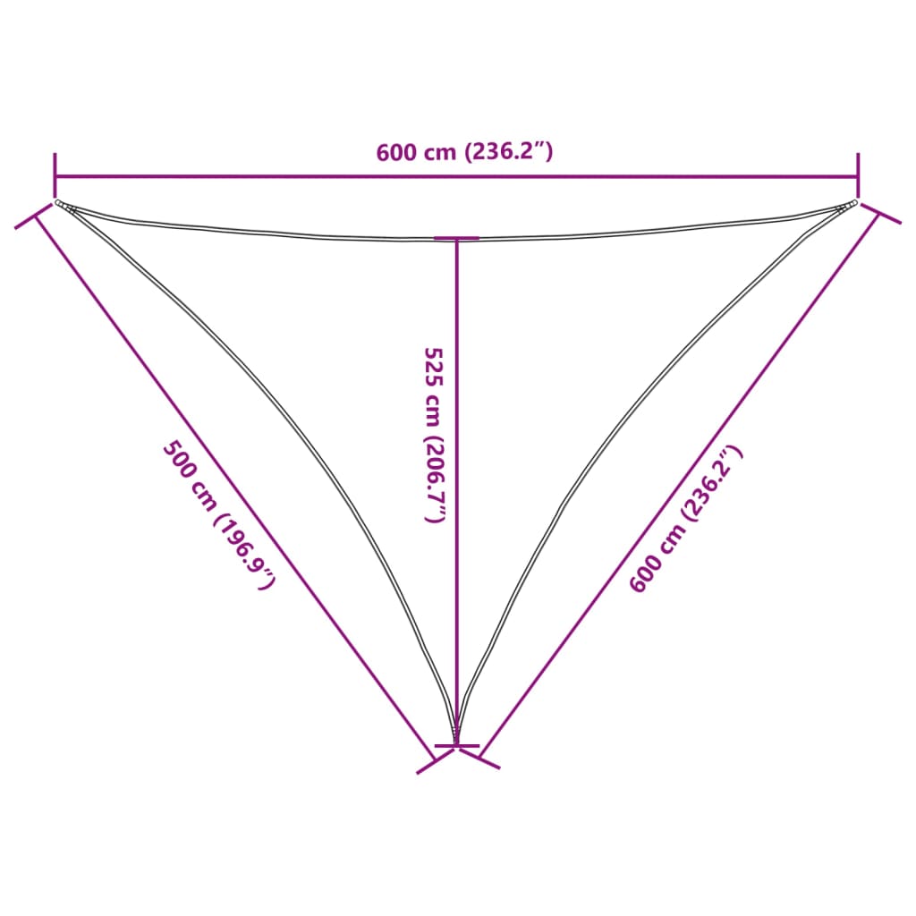 Parasole a Vela Oxford Triangolare 5x6x6 m Bianco - homemem39