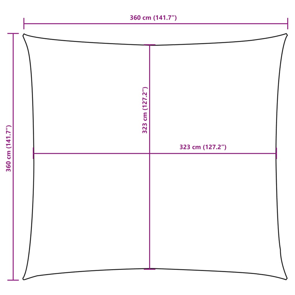 Vela Parasole in Tela Oxford Quadrata 3,6x3,6 m Nera - homemem39