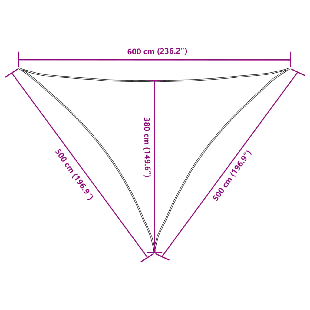 Parasole a Vela Oxford Triangolare 5x5x6 m Nero - homemem39