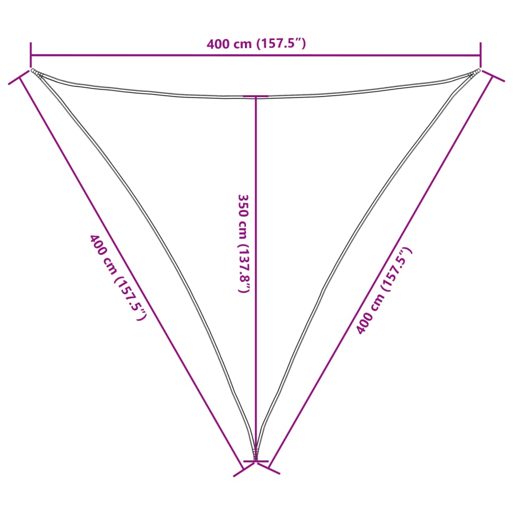 Parasole a Vela Oxford Triangolare 4x4x4 m Marrone - homemem39