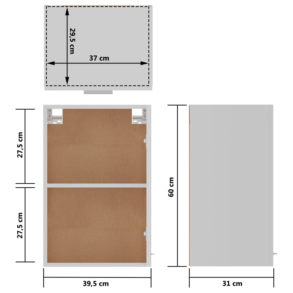 Mobile Pensile Bianco 39,5x31x60 cm in Legno Multistrato - homemem39