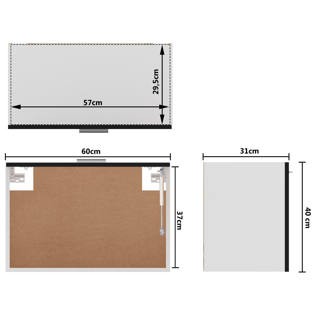 Mobile Pensile Nero 60x31x40 cm in Legno Multistrato - homemem39