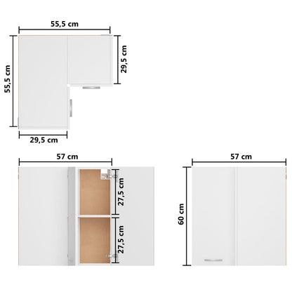 Pensile Angolare Bianco 57x57x60 cm in Legno Multistrato - homemem39