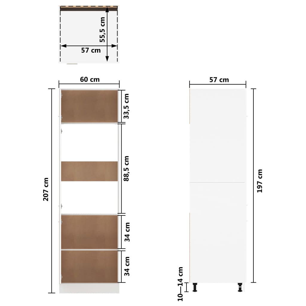 Mobile per Frigo Bianco 60x57x207 cm Legno Multistrato - homemem39