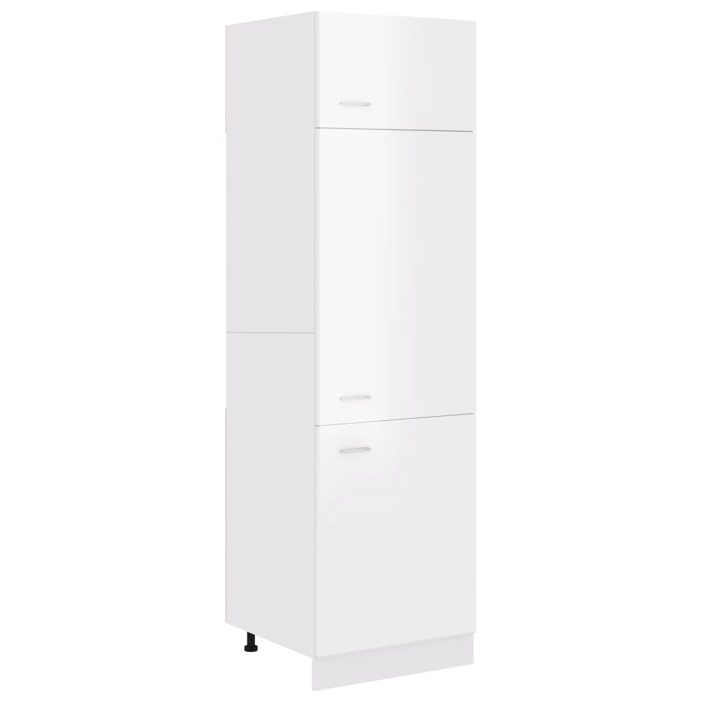 Mobile per Frigo Bianco Lucido 60x57x207 cm Legno Multistrato - homemem39