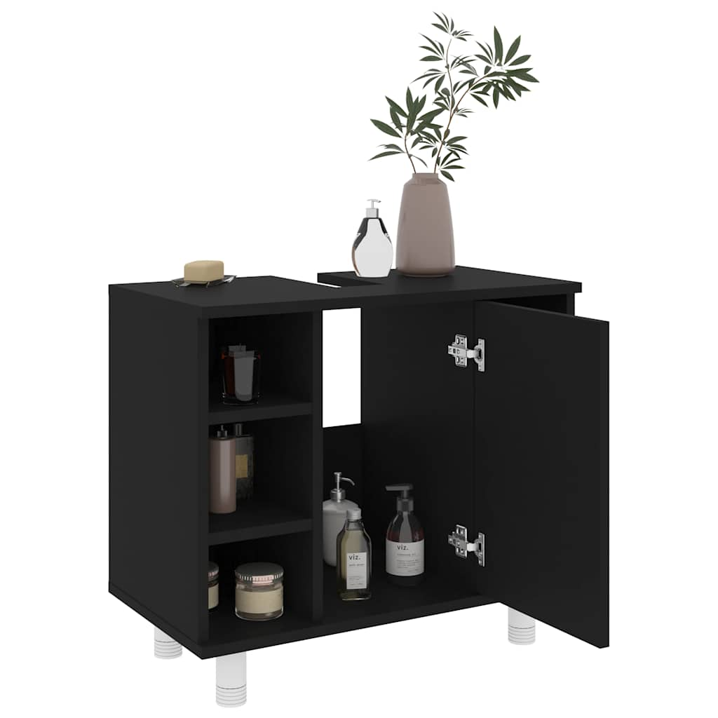 Mobile da Bagno Nero 60x32x53,5 cm in Legno Multistrato - homemem39