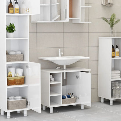 Mobile da Bagno Bianco Lucido 60x32x53,5cm in Legno Multistrato - homemem39