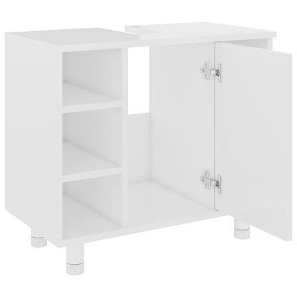 Mobile da Bagno Bianco Lucido 60x32x53,5cm in Legno Multistrato - homemem39