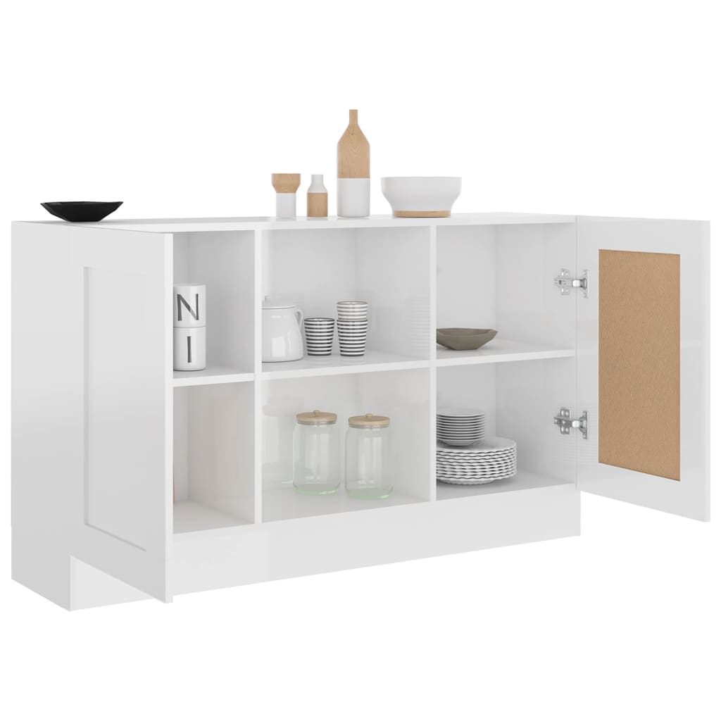 Credenza Bianco Lucido 120x30,5x70 cm in Legno Multistrato - homemem39